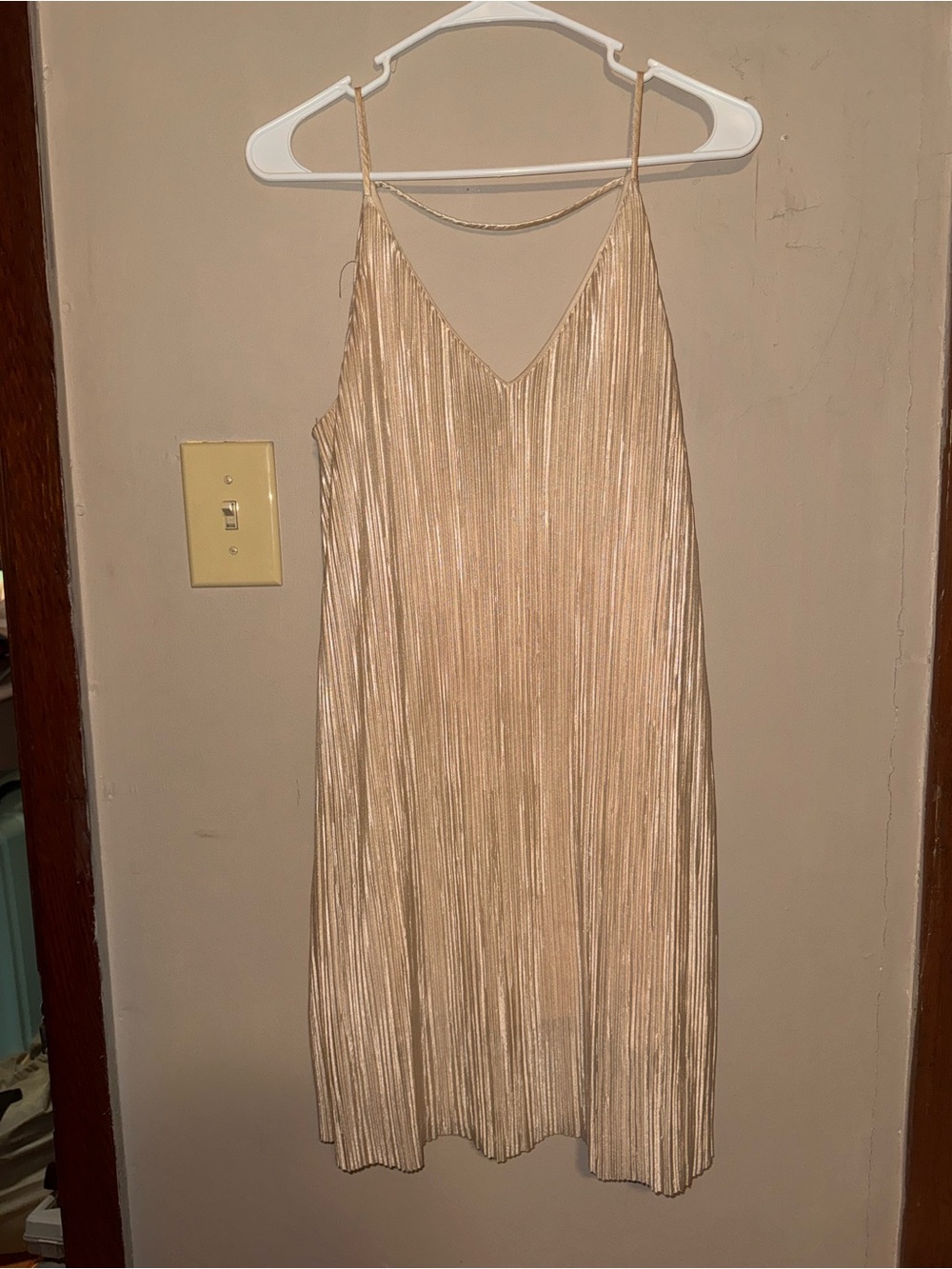one clothing Champagne Pleated Slip Mini Dress